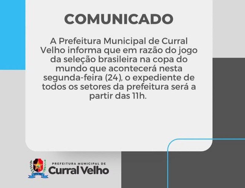 Copa: Prefeitura informa horário de expediente nas repartições